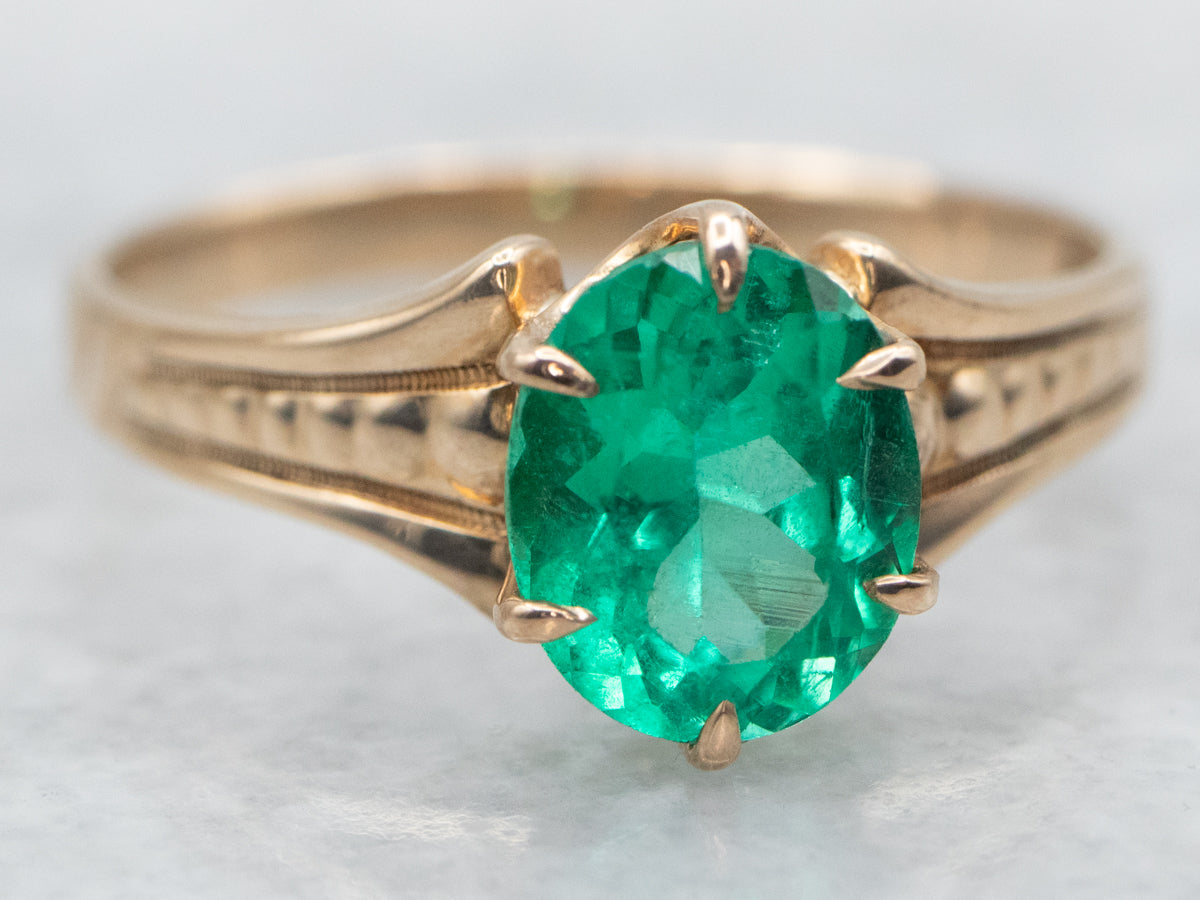 Victorian Gold Emerald Solitaire Ring