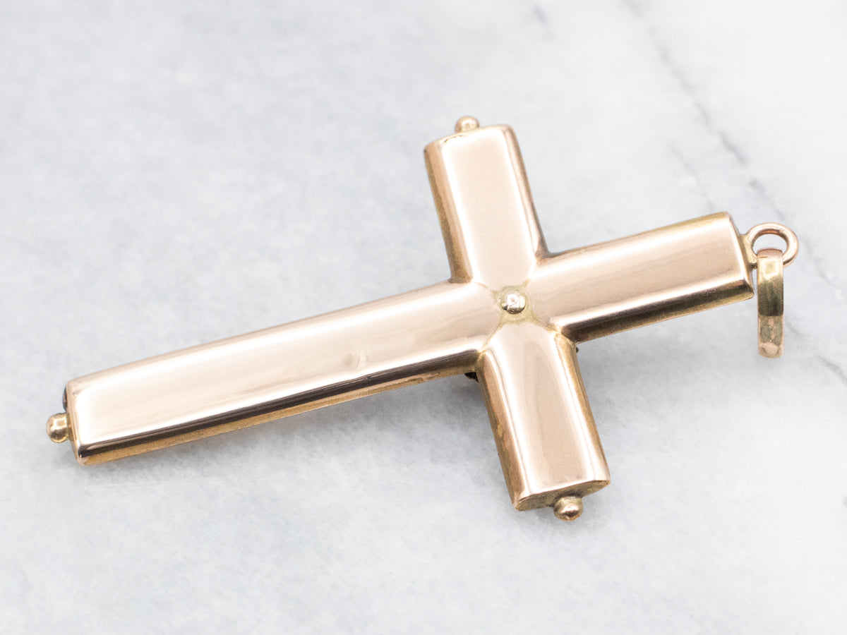 Large Victorian Rose Gold Cross Pendant