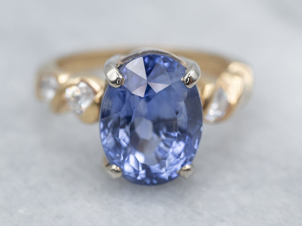 Important Ceylon Sapphire and Diamond Cocktail or Engagement Piece