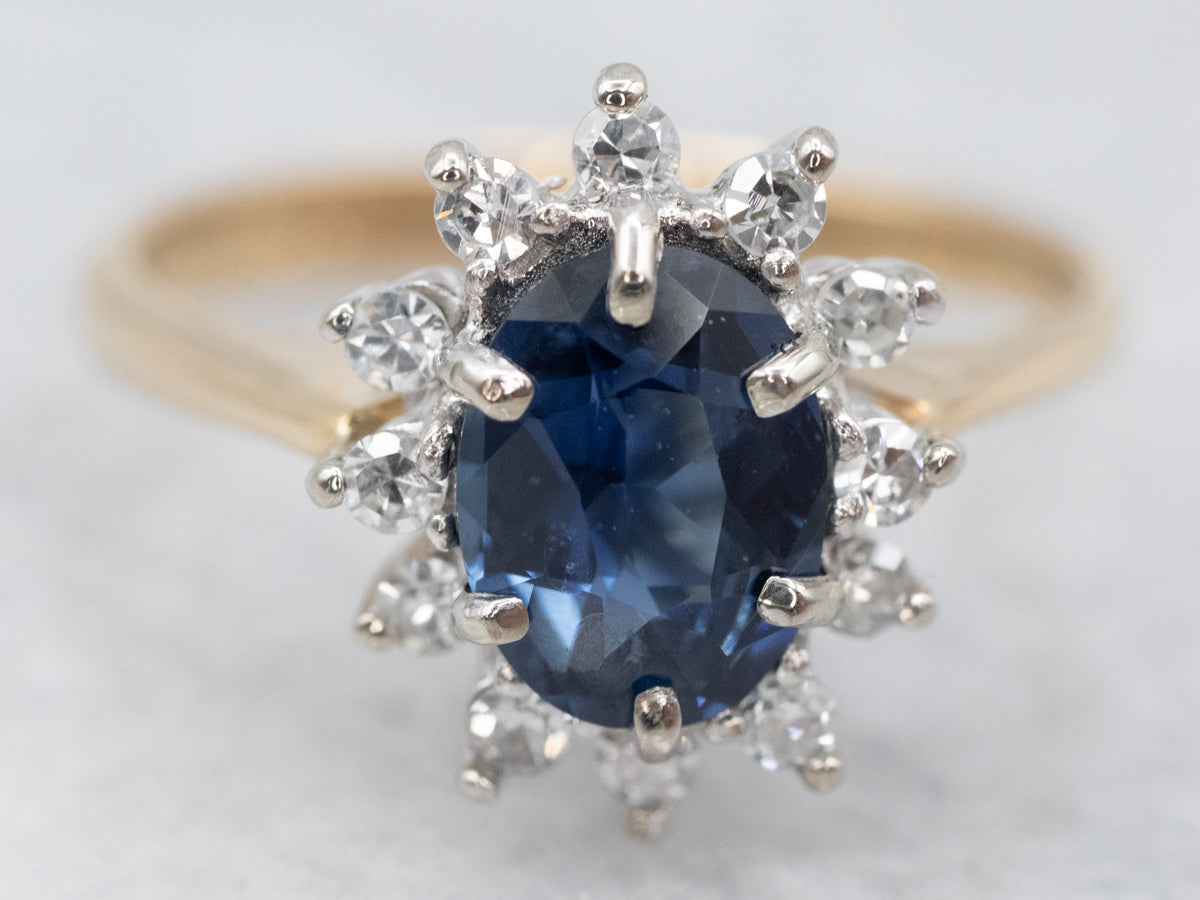 Classic Sapphire and Diamond Halo Ring