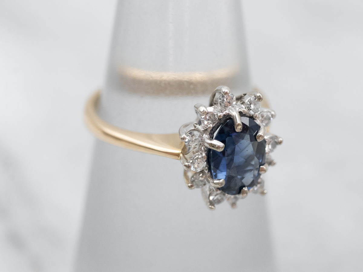 Classic Sapphire and Diamond Halo Ring