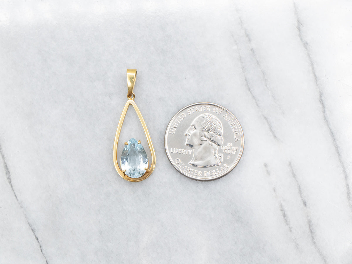 Teardrop Aquamarine and Gold Pendant