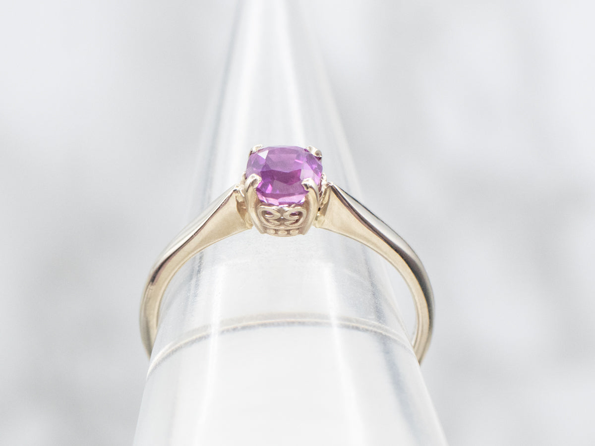 Cherry Pink Sapphire from Ceylon Engagement Ring