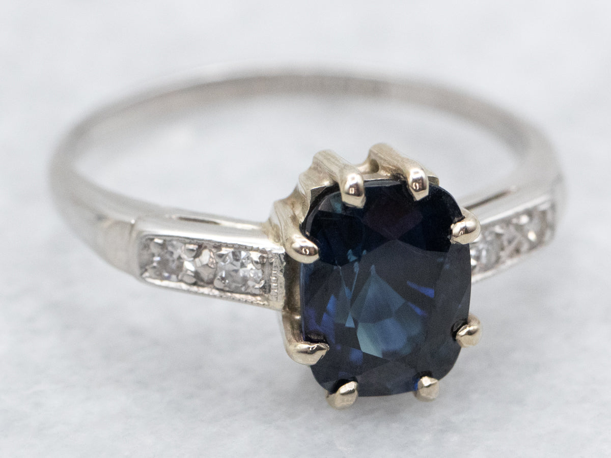 Benchmark Quality Sapphire and Retro Era Platinum Ring