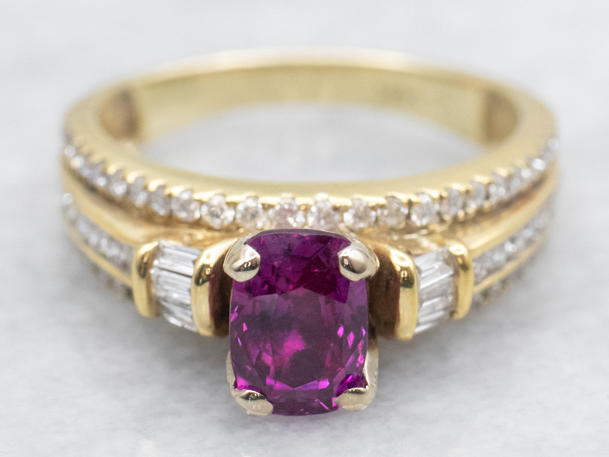 Pink Sapphire Engagement or Everyday Ring with Diamond Accents