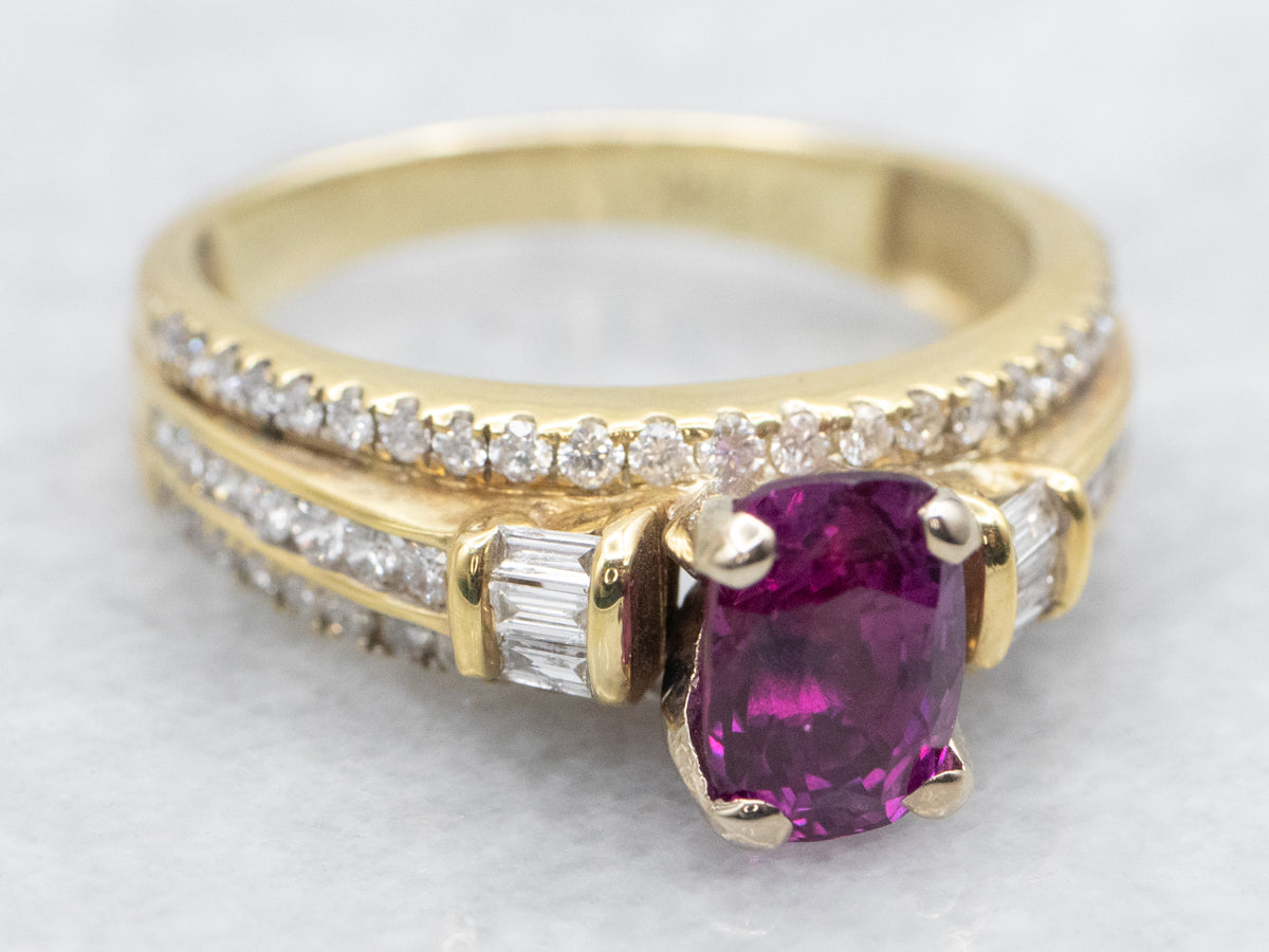 Pink Sapphire Engagement or Everyday Ring with Diamond Accents