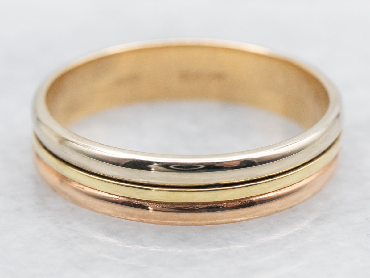 Unisex Tri Color Wedding Band