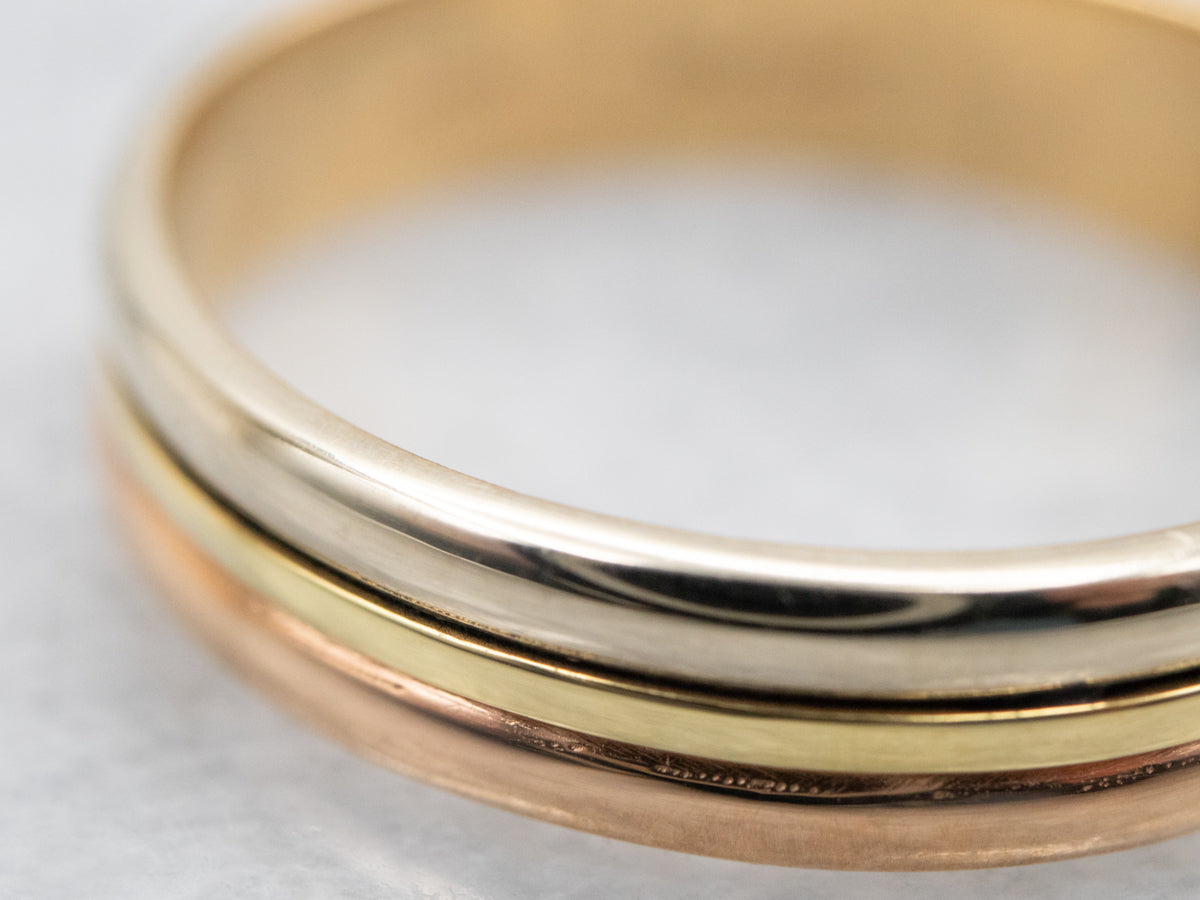 Unisex Tri Color Wedding Band