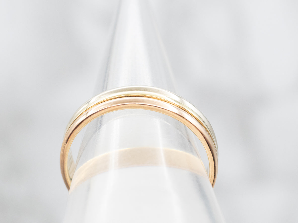 Unisex Tri Color Wedding Band