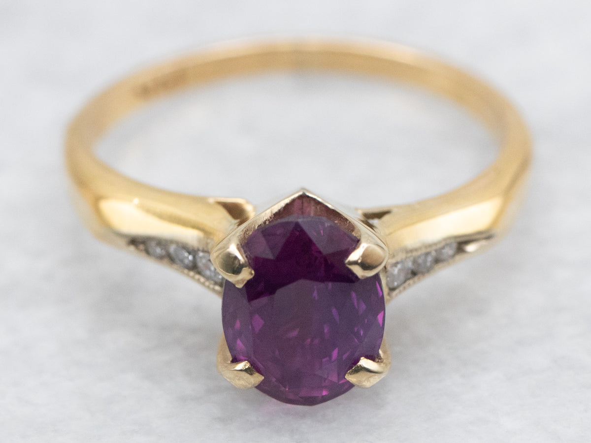 Pretty Plum Sapphire and Diamond Engagement Ring