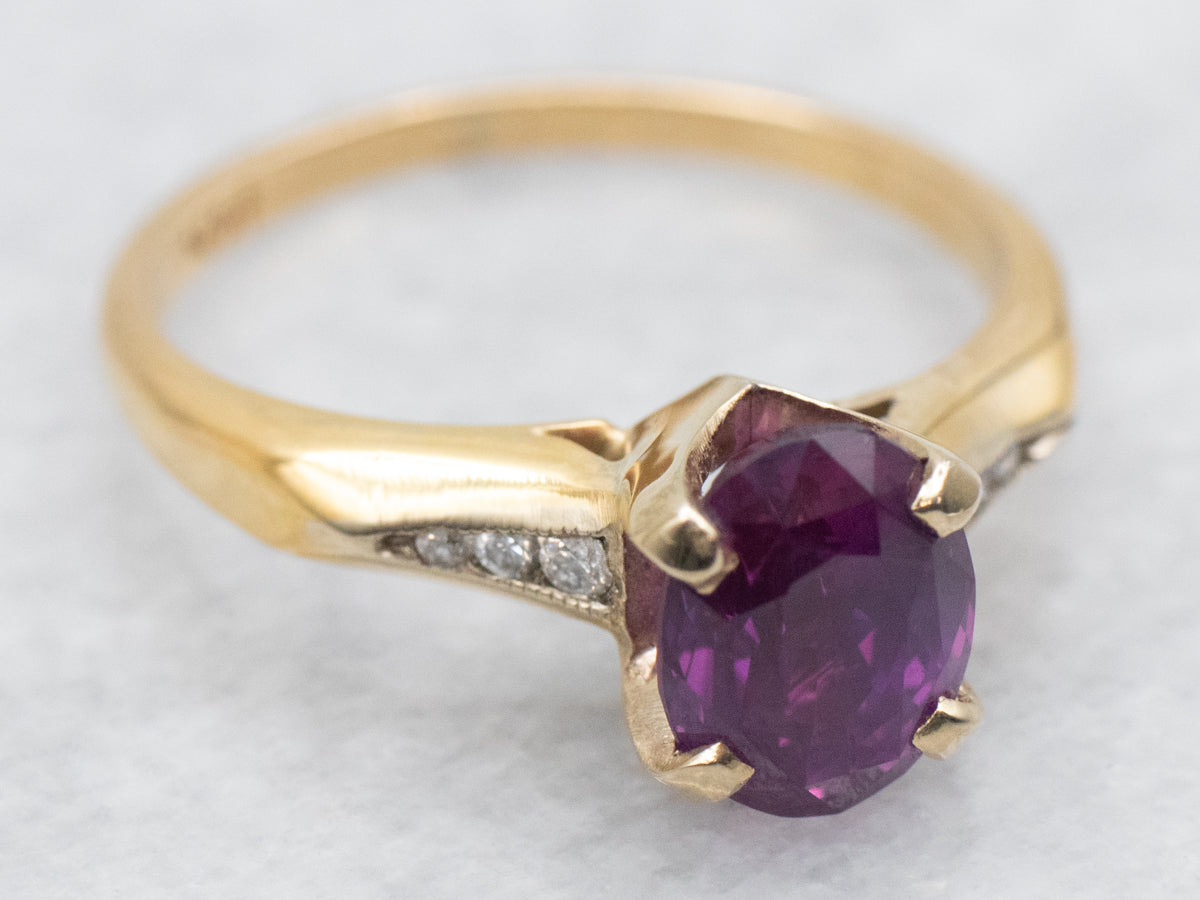 Pretty Plum Sapphire and Diamond Engagement Ring