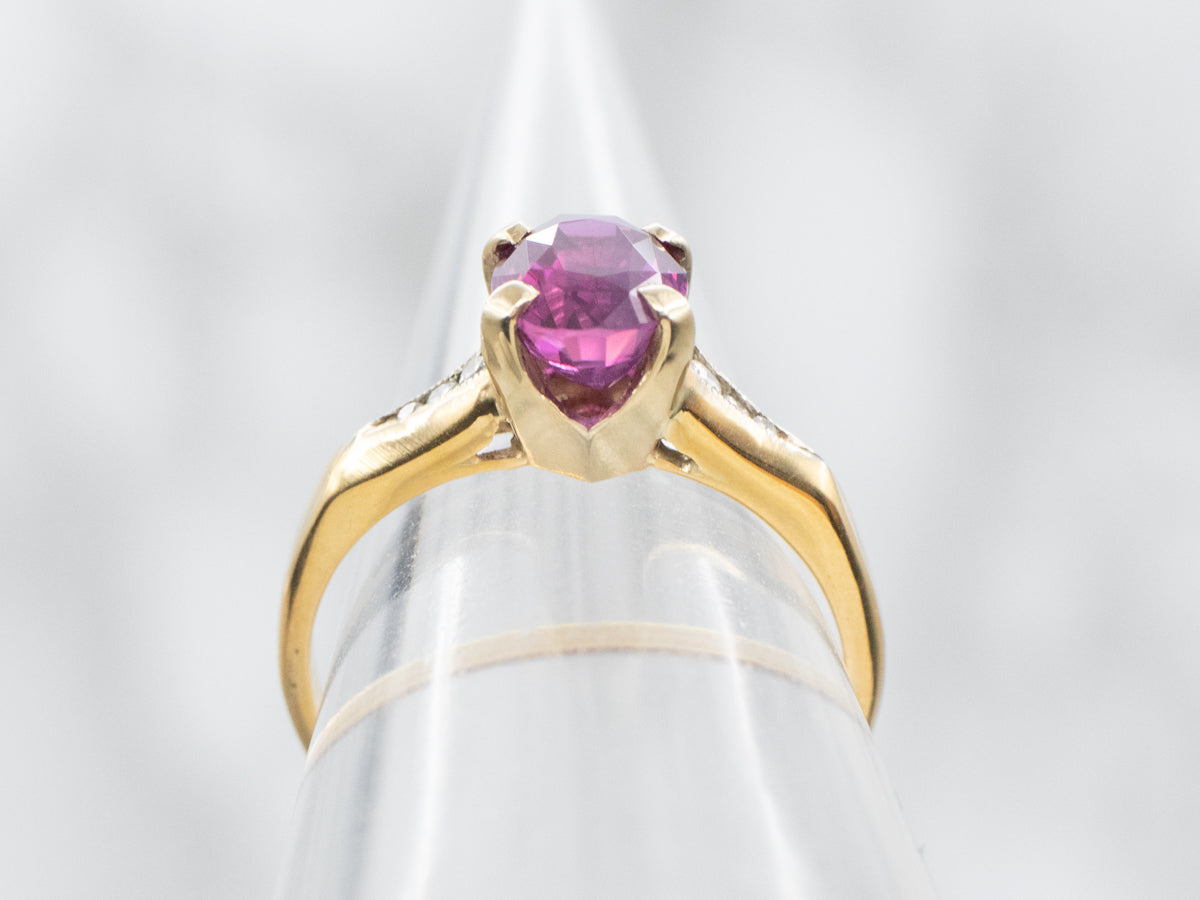 Pretty Plum Sapphire and Diamond Engagement Ring