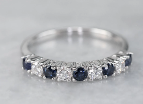 White Gold Sapphire and Diamond Band