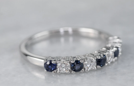 White Gold Sapphire and Diamond Band