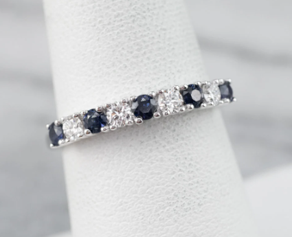 White Gold Sapphire and Diamond Band