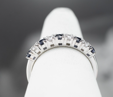 White Gold Sapphire and Diamond Band