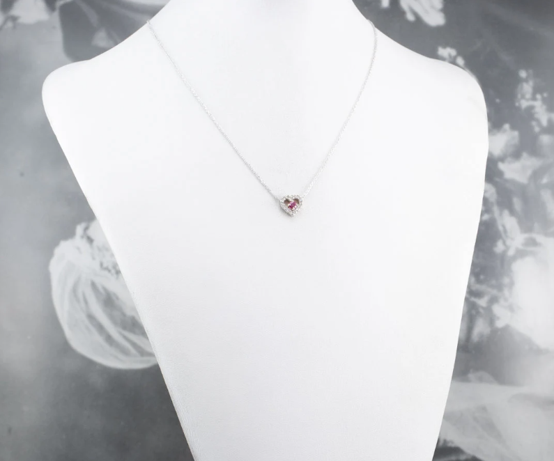 Ruby and Diamond Heart Necklace