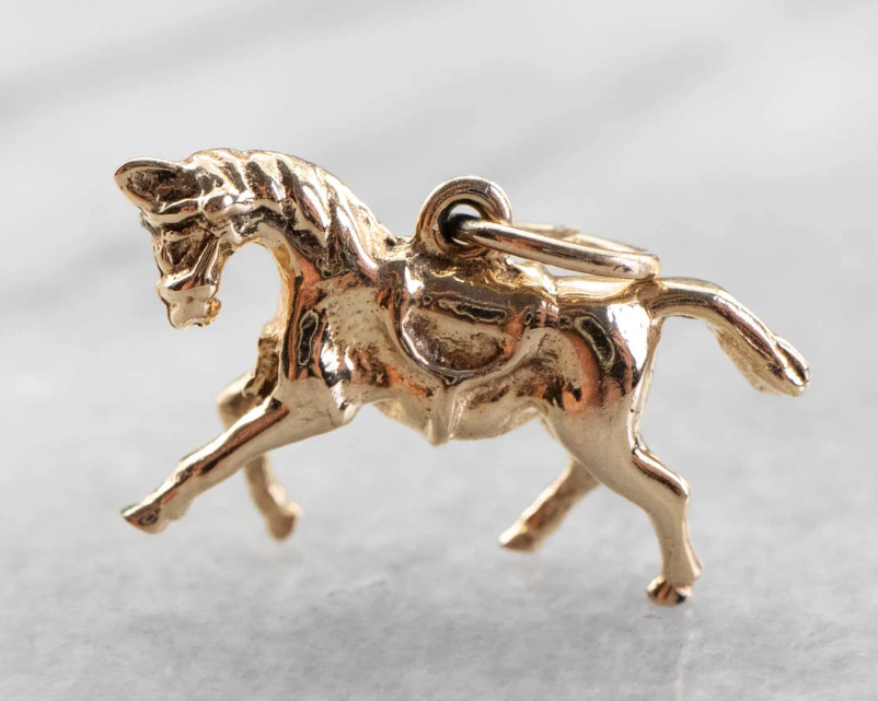 Gold Trotting Horse Charm