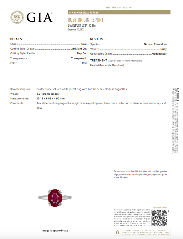 Anillo de diamantes y rubíes con certificación GIA de platino