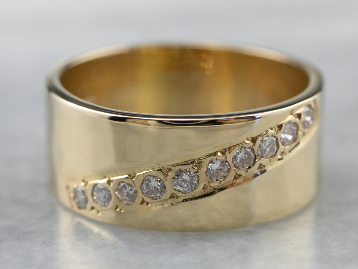 Wide Gold Diamond Band