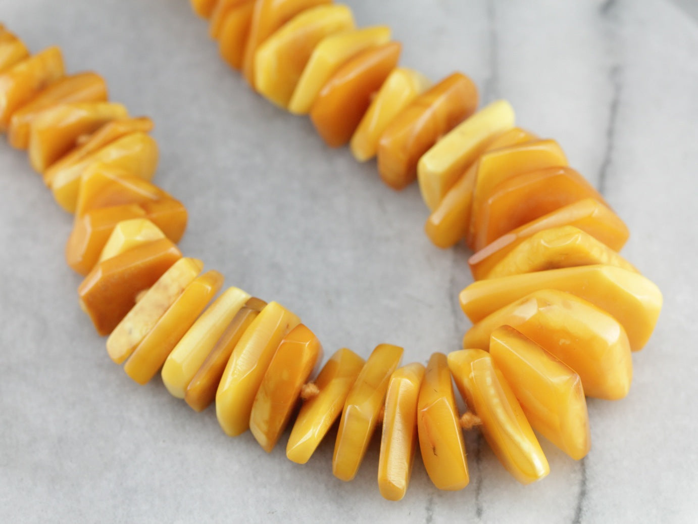 Graduated Chunky Amber Beaded Necklace