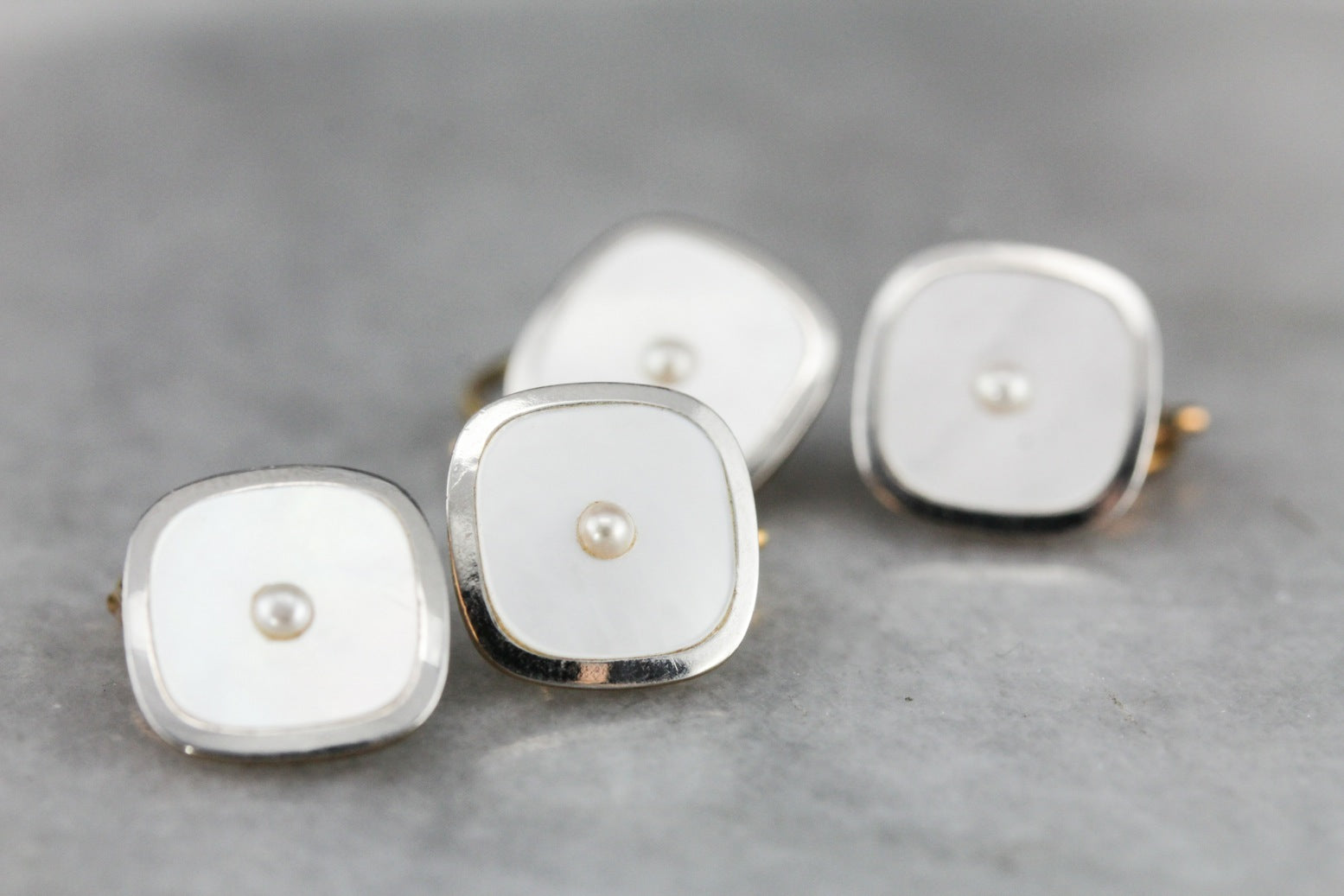 Vintage 1960s Pearl Cufflnks Shirt order Stud Set