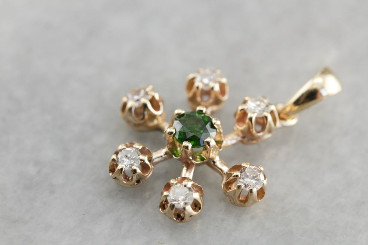 Demantoid Garnet Snowflake Pendant