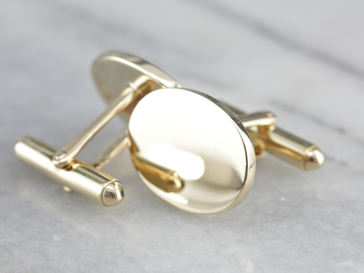 Heavy Polished Yellow Gold Cufflinks