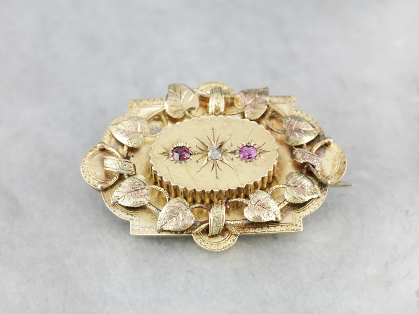 Victorian Botanical Diamond Brooch Pendant