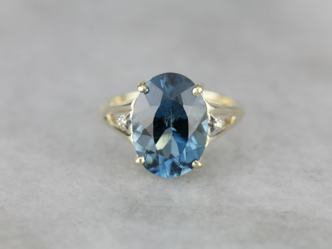 Vintage Blue Topaz Diamond Cocktail Ring