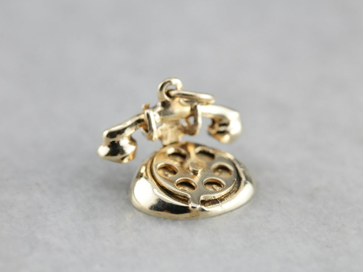 Vintage Gold Telephone Charm