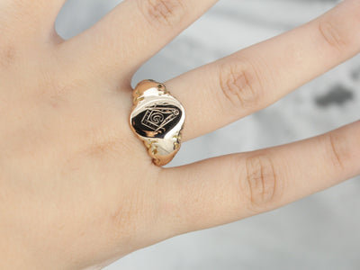 Antique Masonic Rose Gold Signet Ring