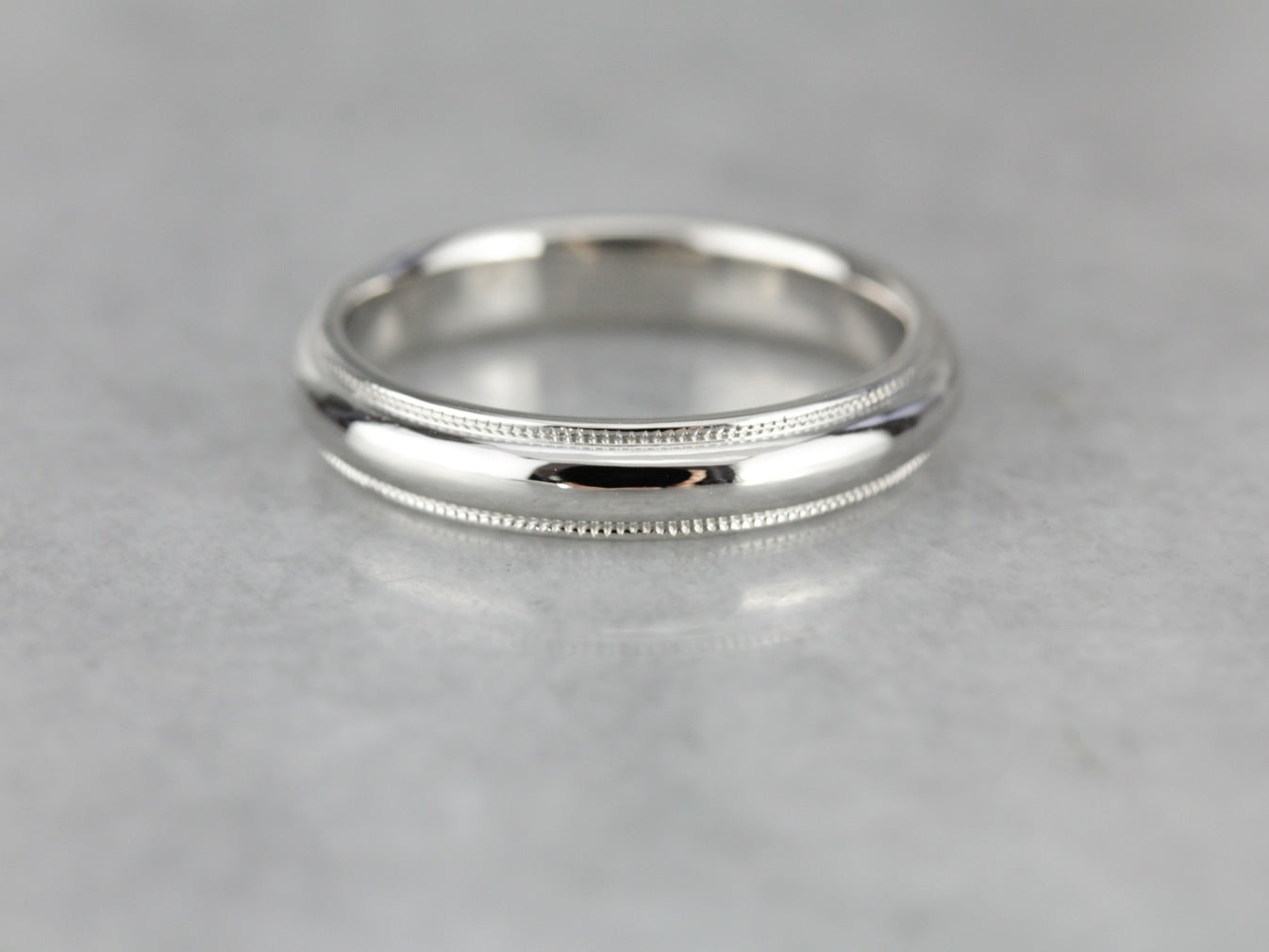 Sleek Milgrain Platinum Wedding Band