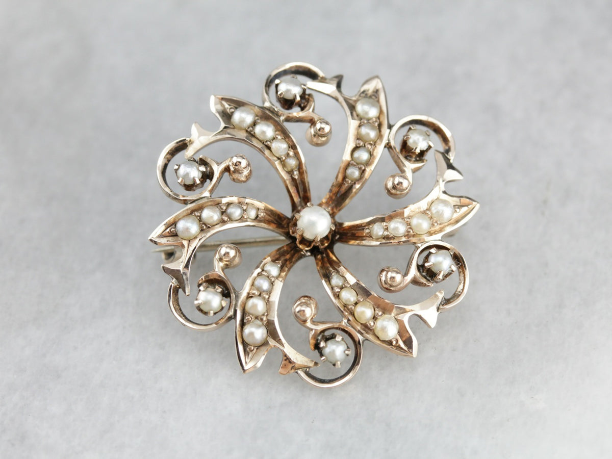 Victorian Pearl Brooch or Pendant