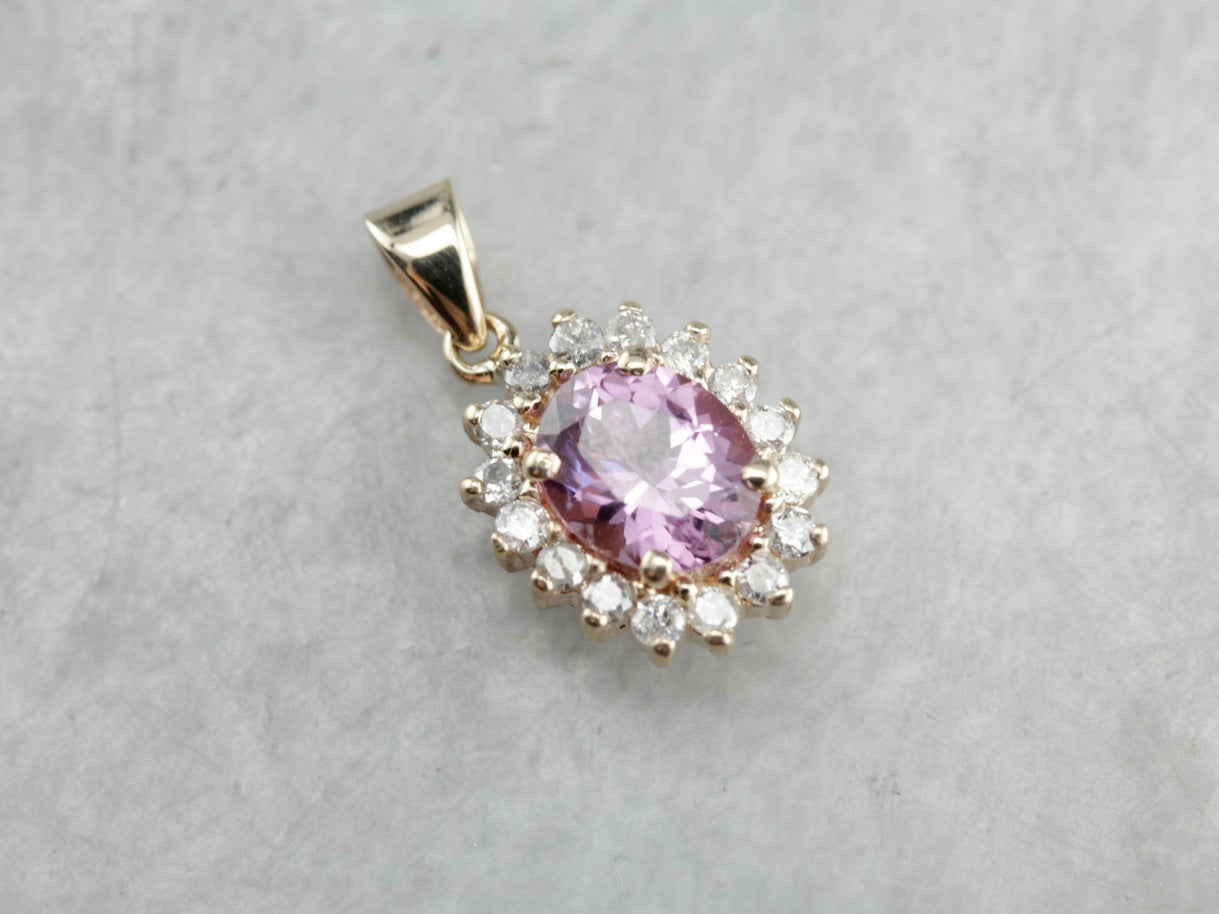 Pink Sapphire Halo Pendant