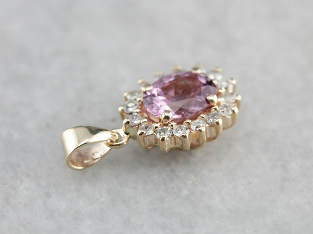 Pink Sapphire Halo Pendant