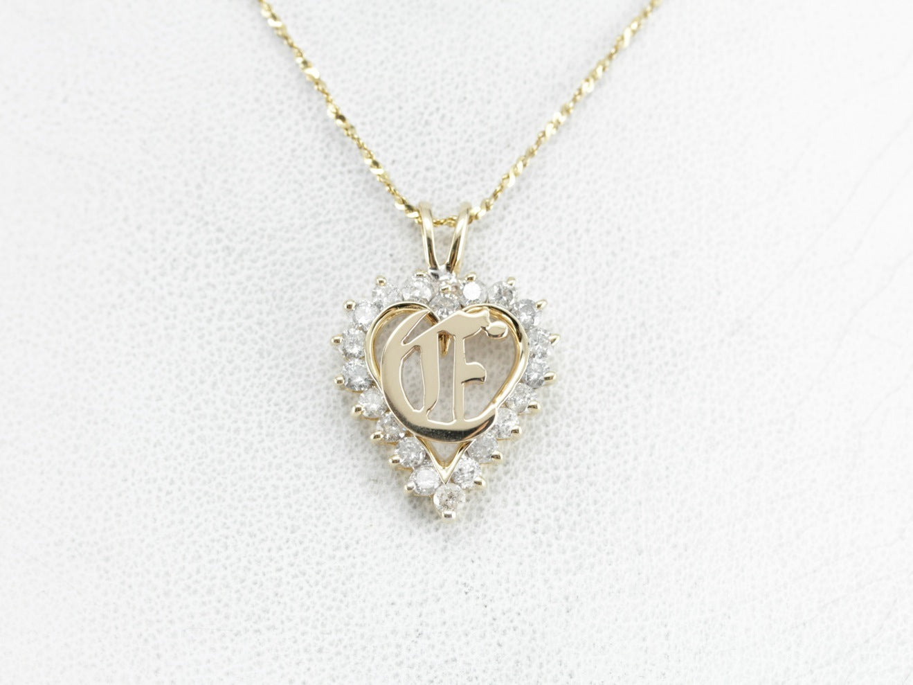 Diamond "E" Monogram Heart Pendant