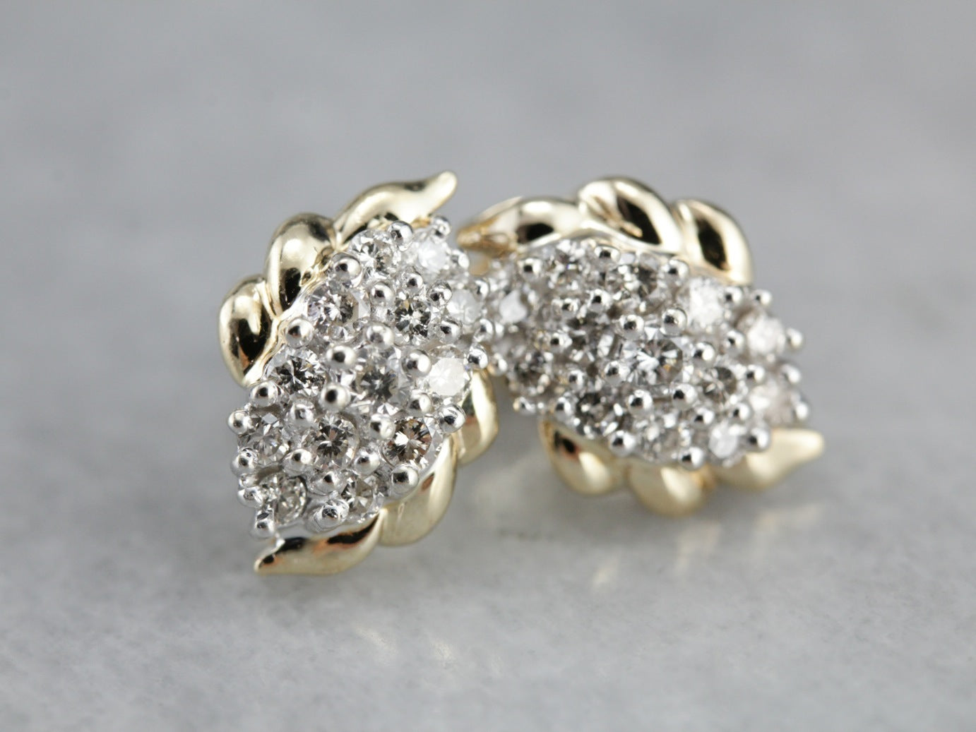 Vintage Diamond Cluster Stud Earrings