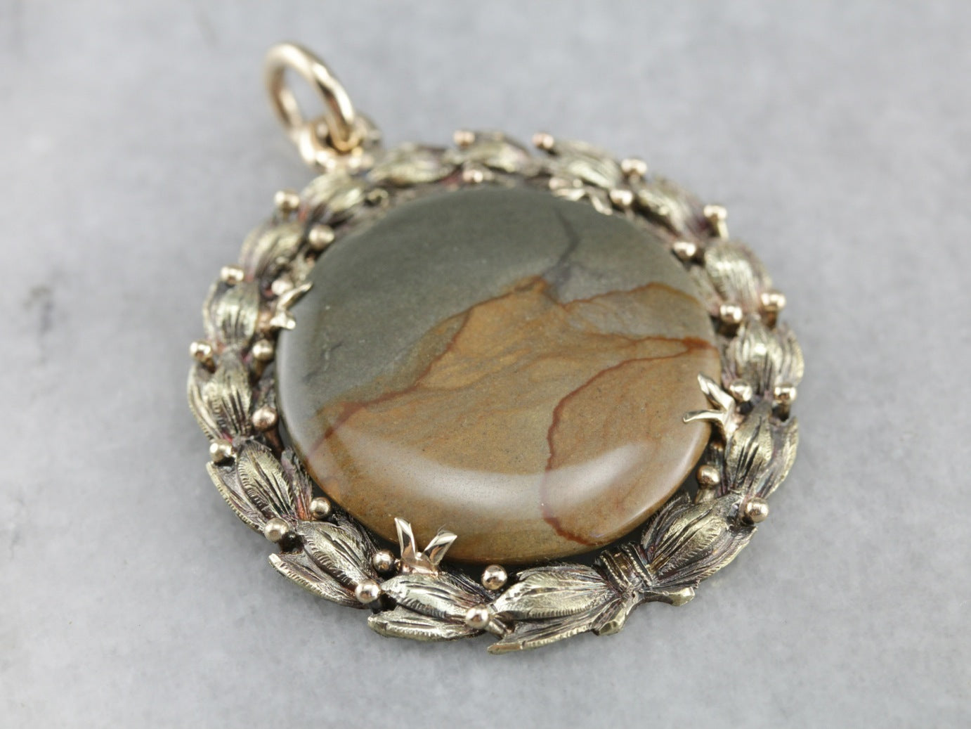 Vintage Jasper Laurel Wreath Pendant