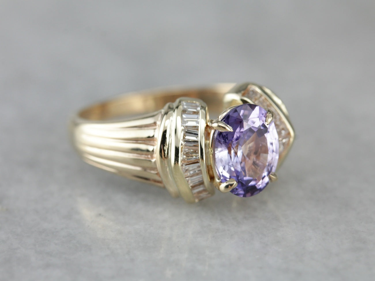 Modern Purple Sapphire Statement Ring