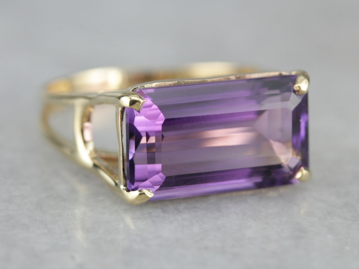 East West Set Amethyst Cocktail Ring - Market Square Jewelers