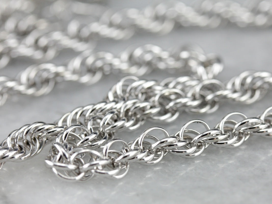 Polished White Gold Twist Chain