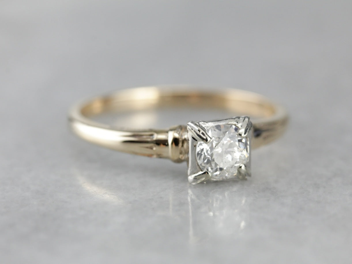 European Cut Diamond Engagement Ring