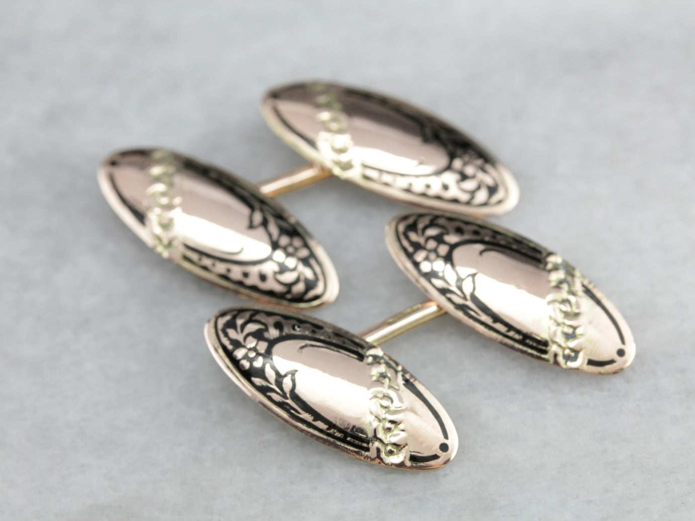 Art Nouveau Black Enamel Cufflinks