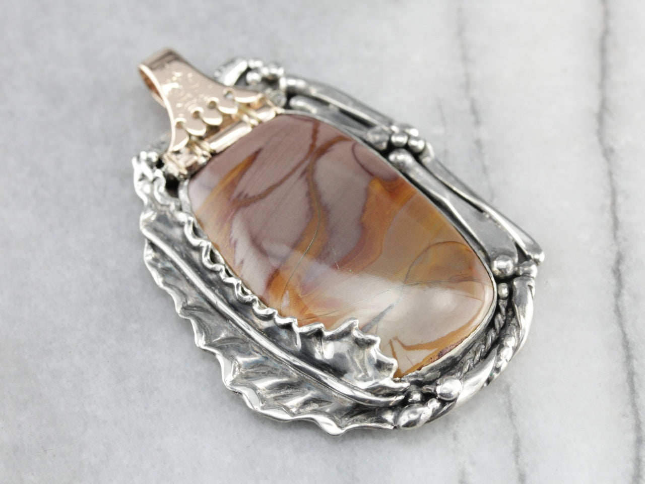 Mookaite Jasper Mixed Metal Statement Pendant