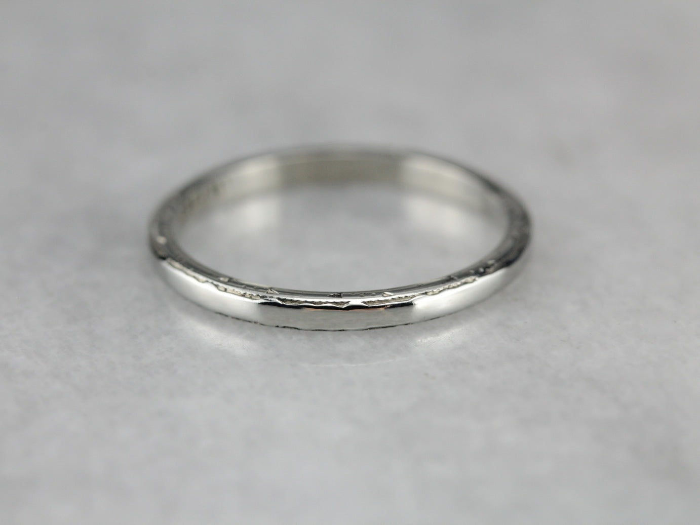 Etched White Gold Wedding Band