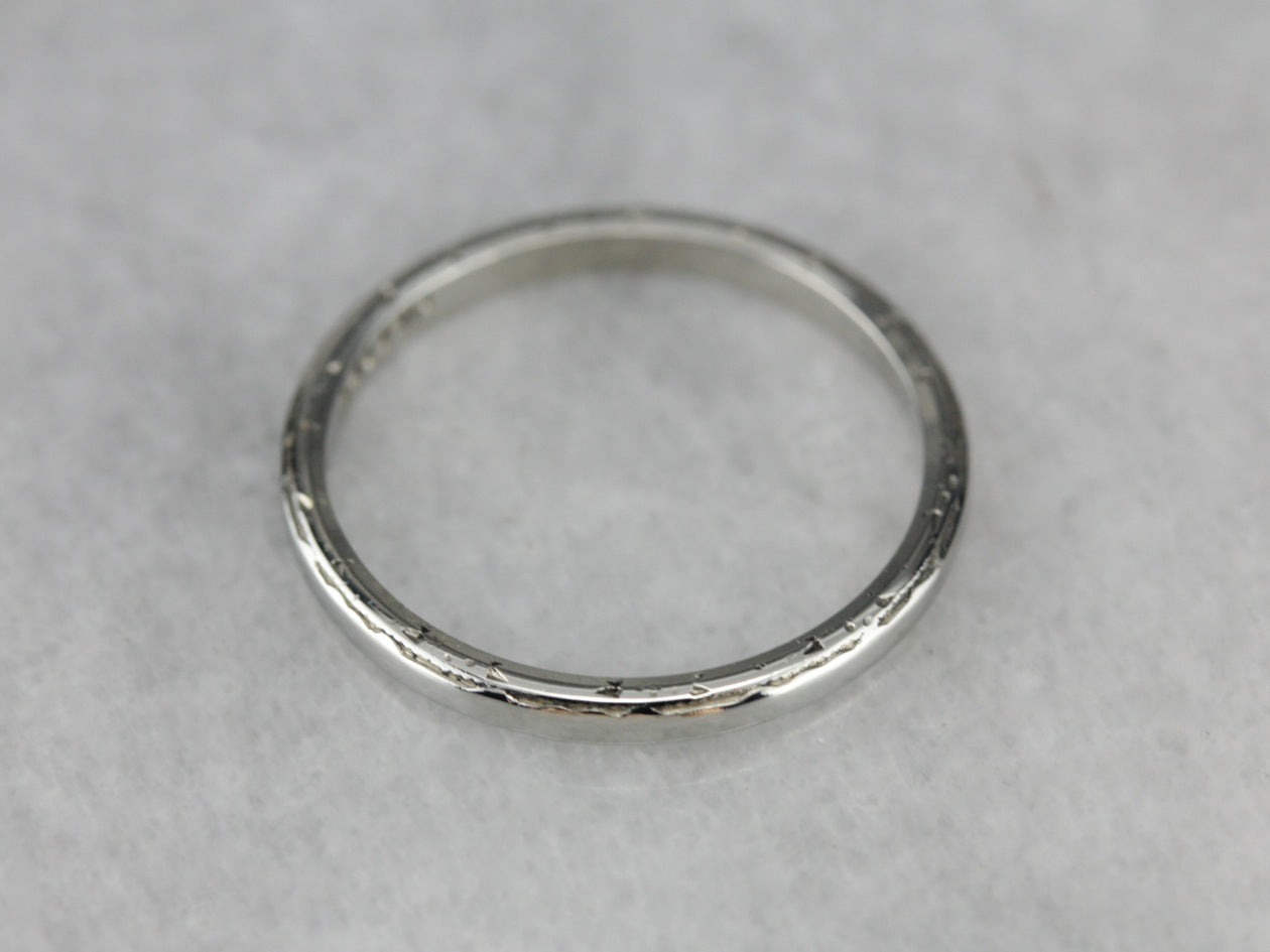 Etched White Gold Wedding Band