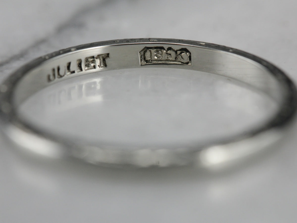 Etched White Gold Wedding Band