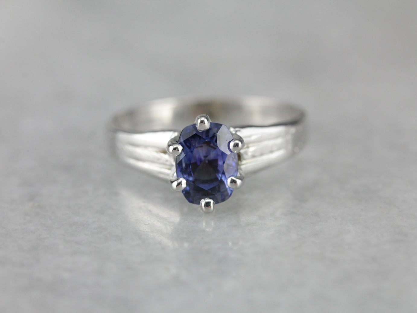 Bright Blue Sapphire Solitaire Ring