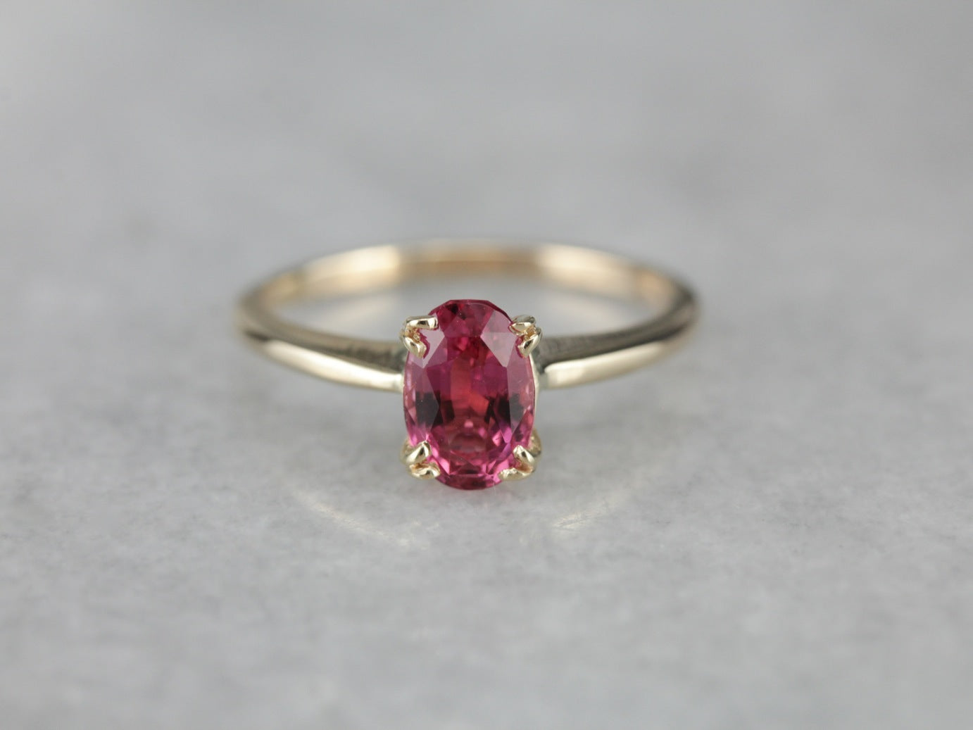 Bright Pink Sapphire Solitaire Ring